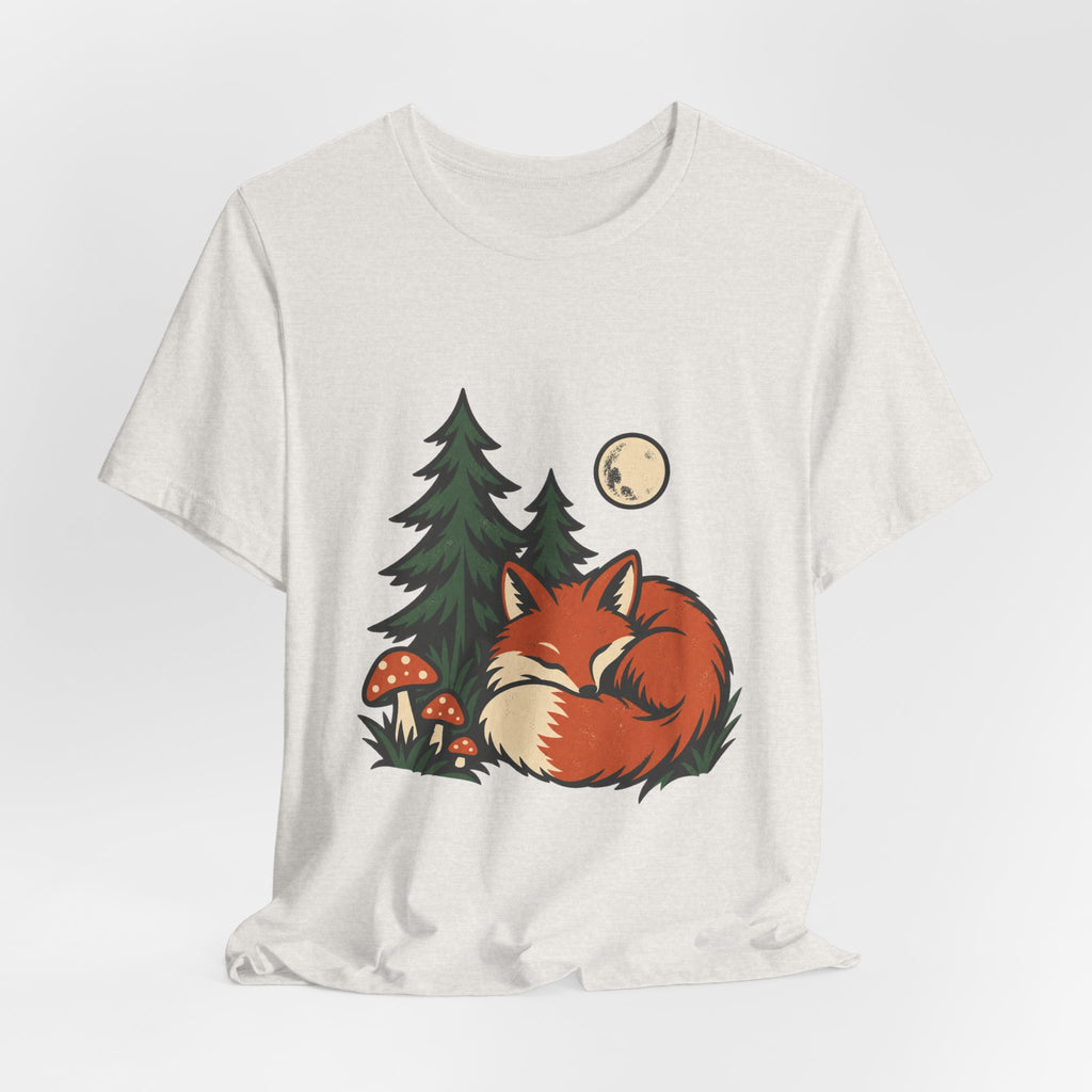 Sleeping Fox in the Forest T-Shirt — Vintage Woodland Nature Tee