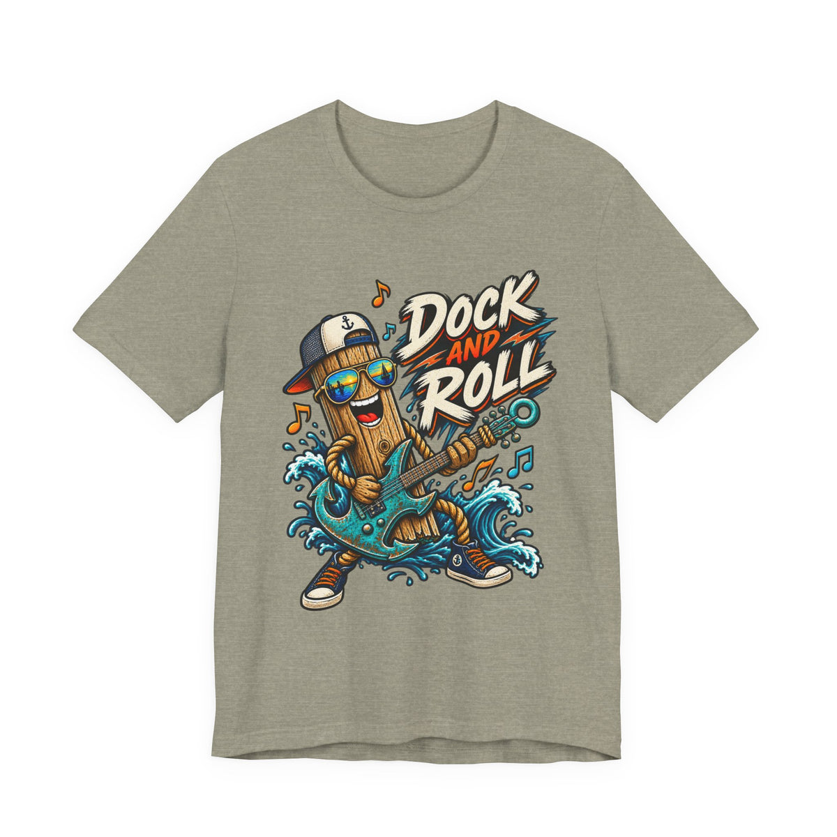 Dock and Roll T-Shirt, Funny Nautical Guitar Vintage Lake Life Tee