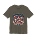Camping Team T-Shirt — Vintage Campfire Adventure Tee with “We Meet by the Fire”