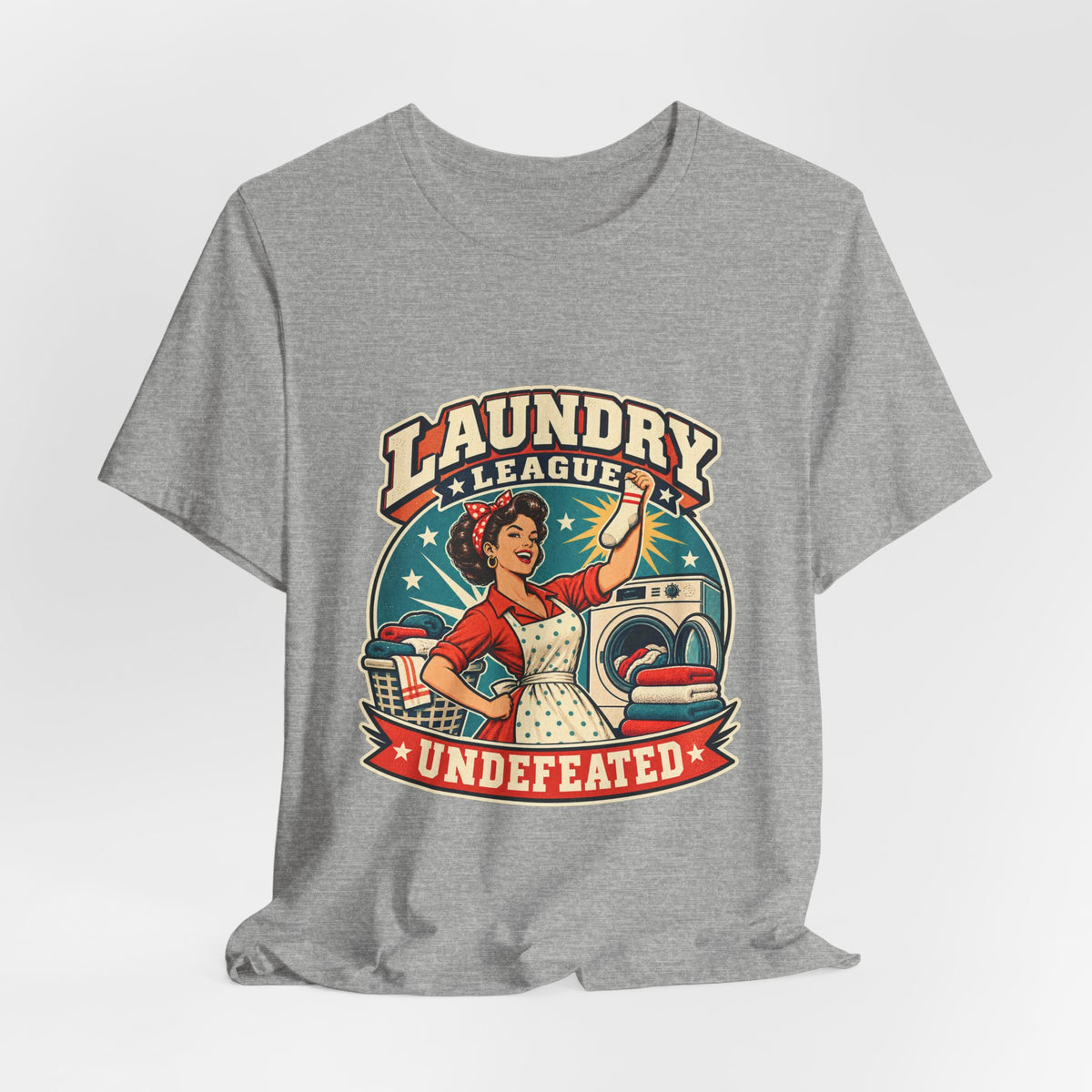 Laundry League Undefeated T-Shirt, Vintage Retro Laundry Room Humor Tee