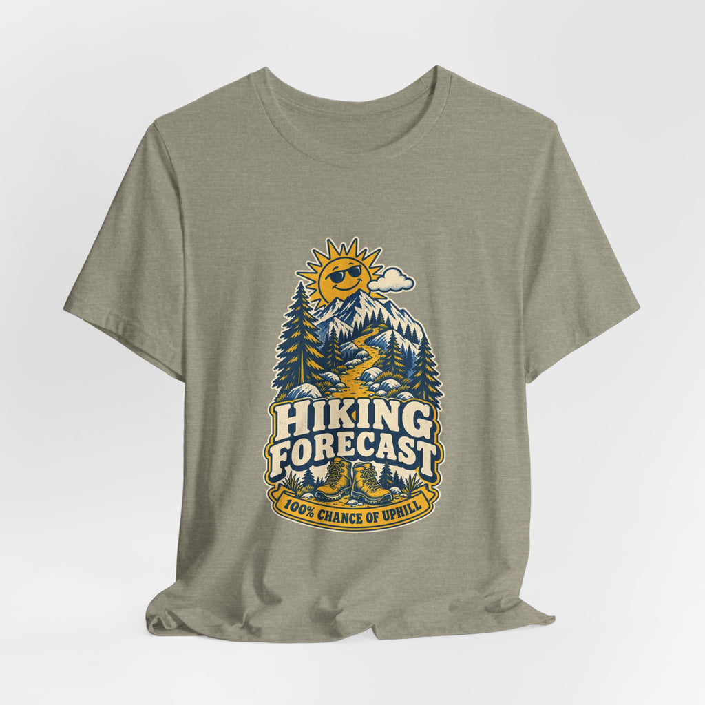 Hiking Forecast T-Shirt — 100% Chance of Uphill Vintage Mountain Tee