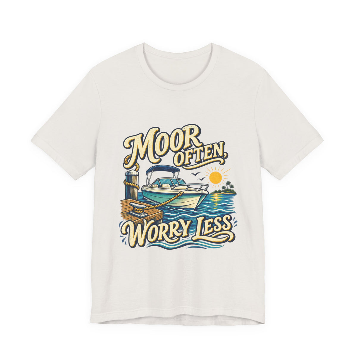 Moor Often Worry Less Boat T-Shirt — Vintage Boating and Lake Life Humor Tee