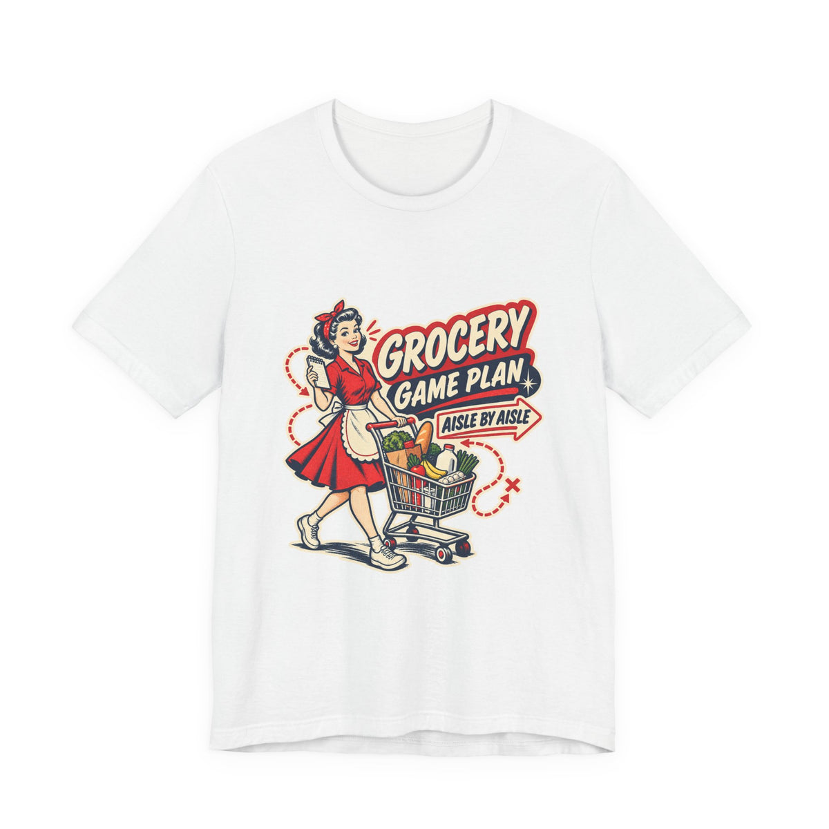 Grocery Game Plan Vintage T-Shirt — Aisle by Aisle Retro Shopping Humor Tee