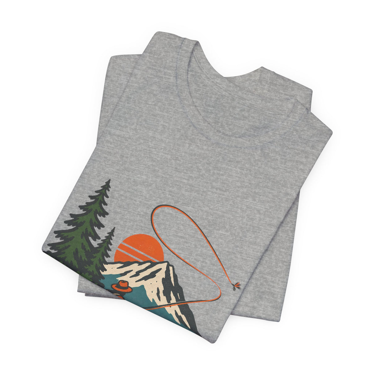 Vintage Fly Fishing Mountain Lake T-Shirt — Retro Angler Outdoors Tee