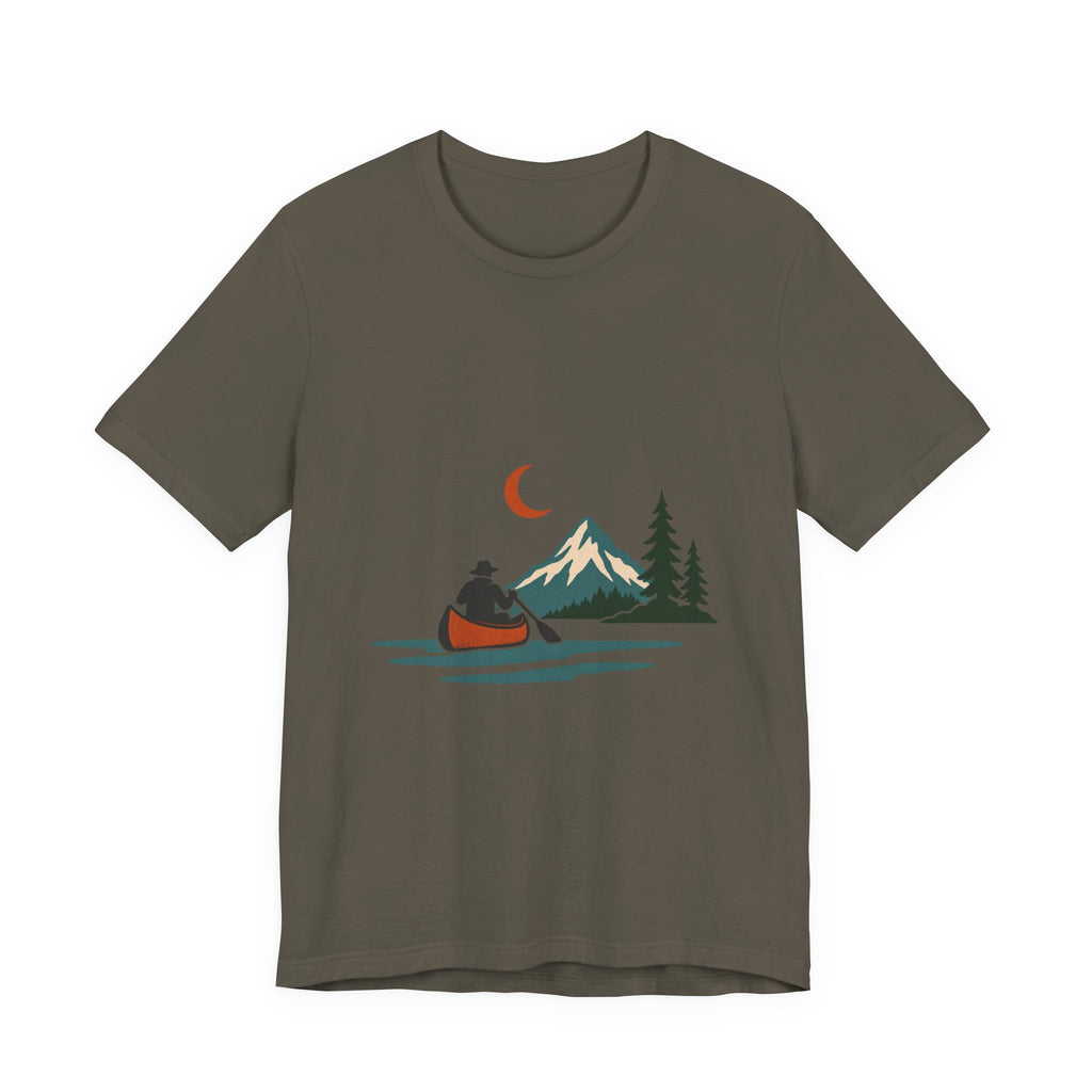 Vintage Canoe Moon T-Shirt — Mountain Lake Paddler Wilderness Tee