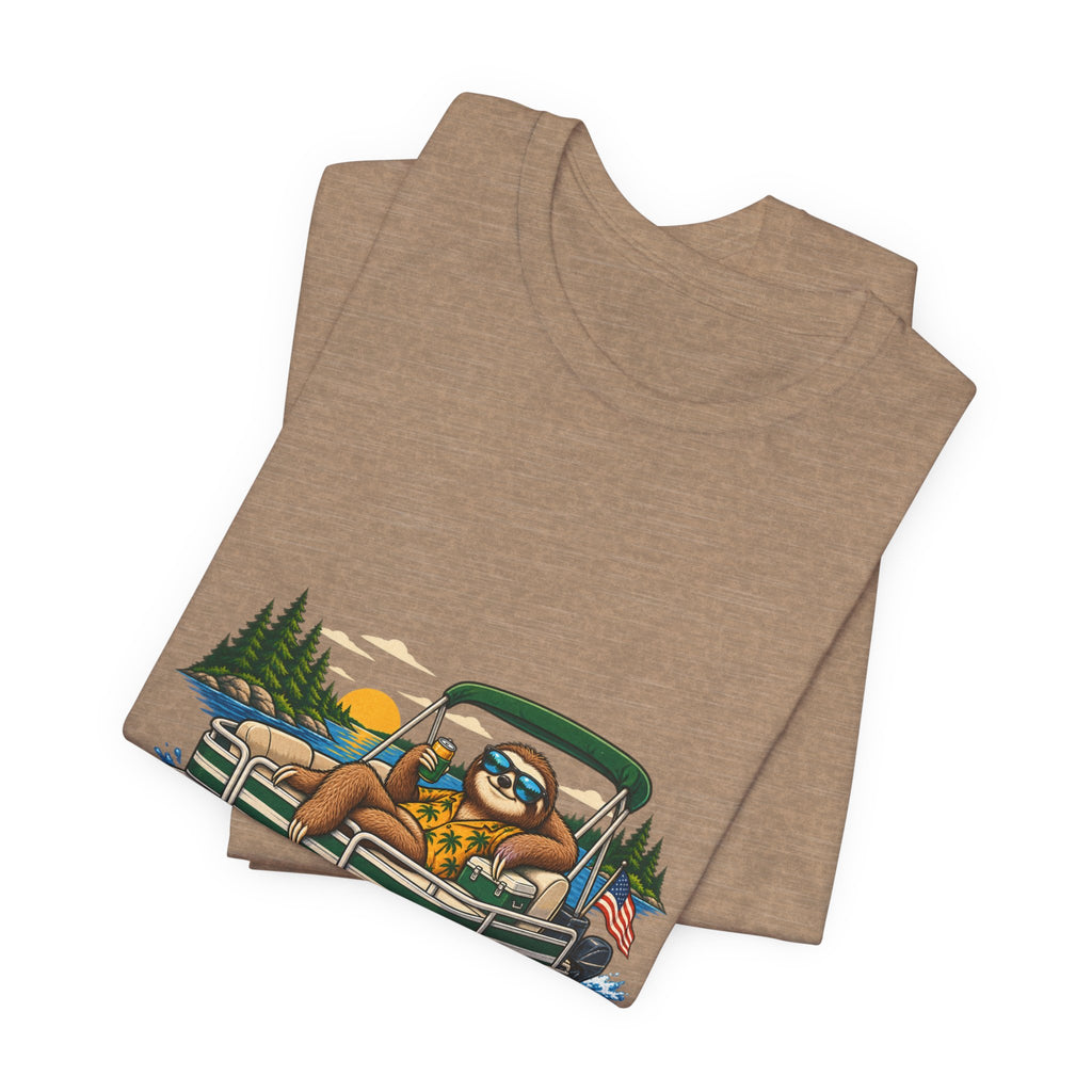 Lake It Easy Sloth Pontoon Boat T-Shirt — Vintage Summer Lake Life Humor Tee