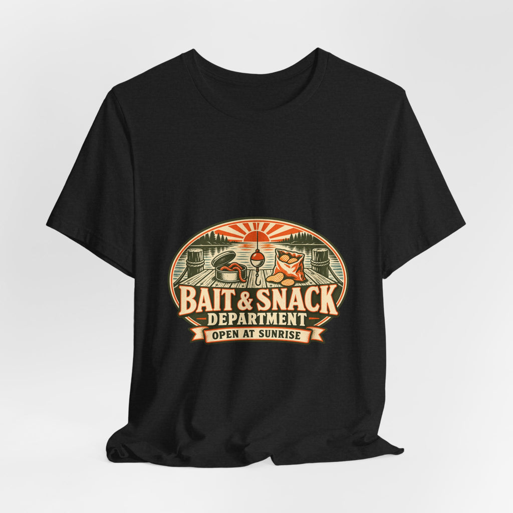Bait & Snack Department T-Shirt — Open at Sunrise Fishing Dock Vintage Tee