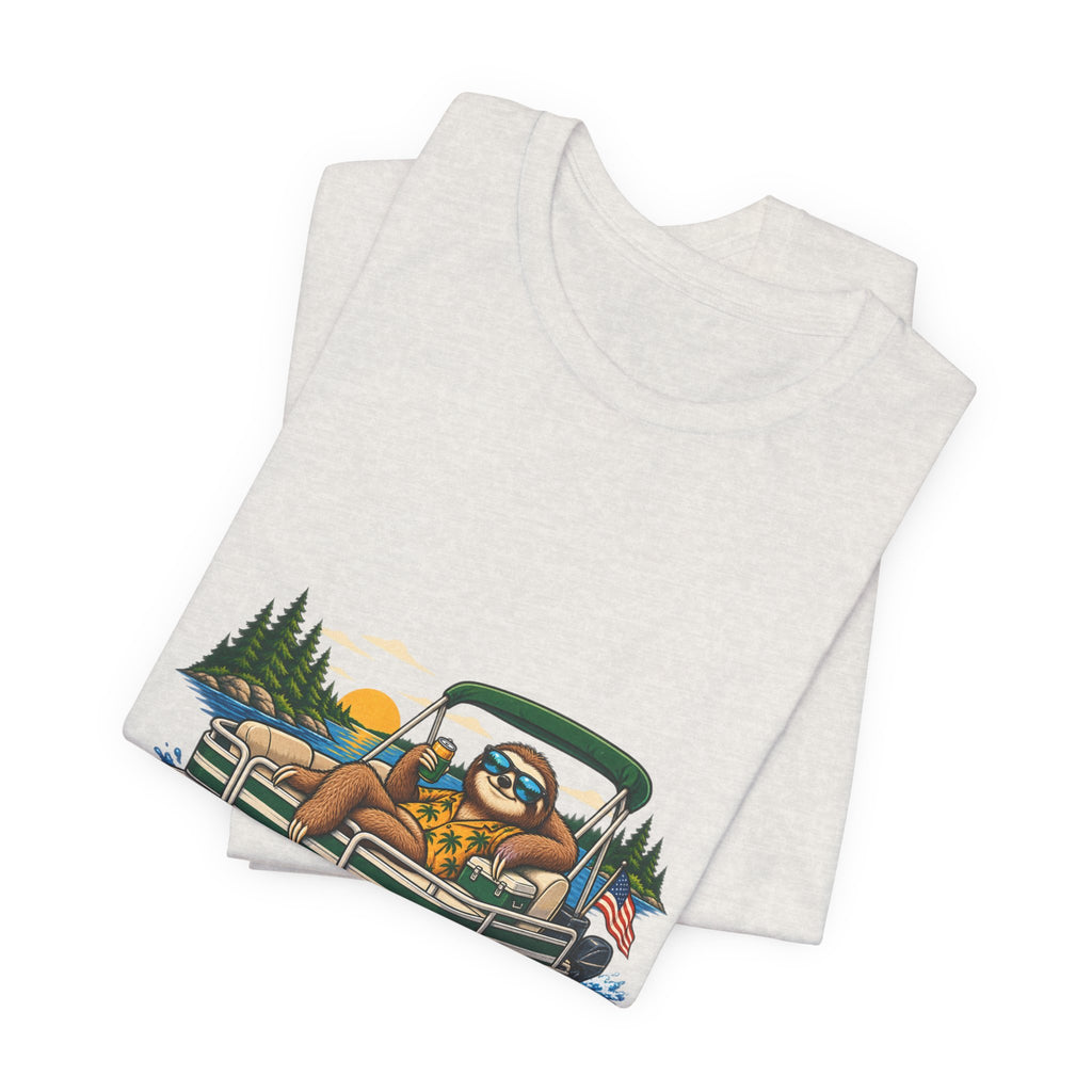 Lake It Easy Sloth Pontoon Boat T-Shirt — Vintage Summer Lake Life Humor Tee