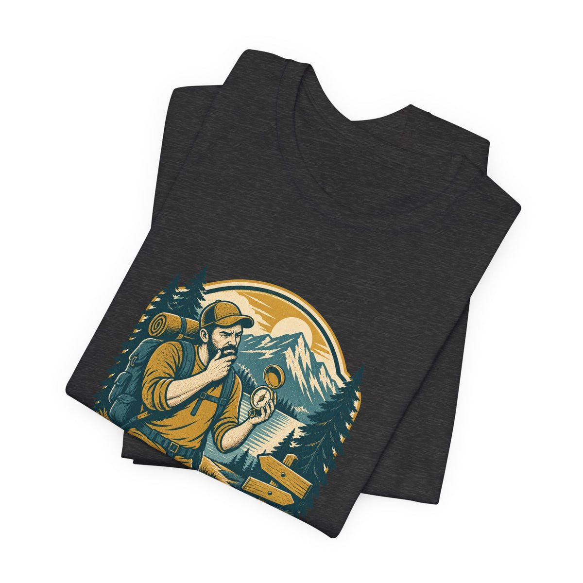 Serious Hiker T-Shirt — Casual Navigator Vintage Hiking Compass Mountain Tee