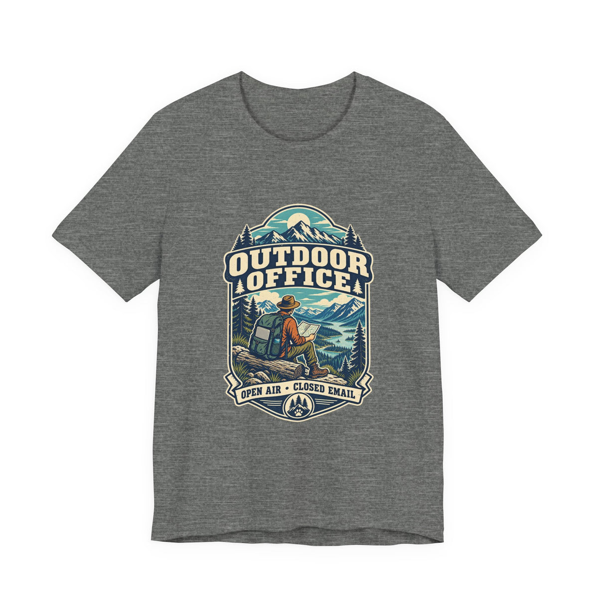 Outdoor Office T-Shirt — Open Air Closed Email Vintage Hiking and Mountain Adventure Tee