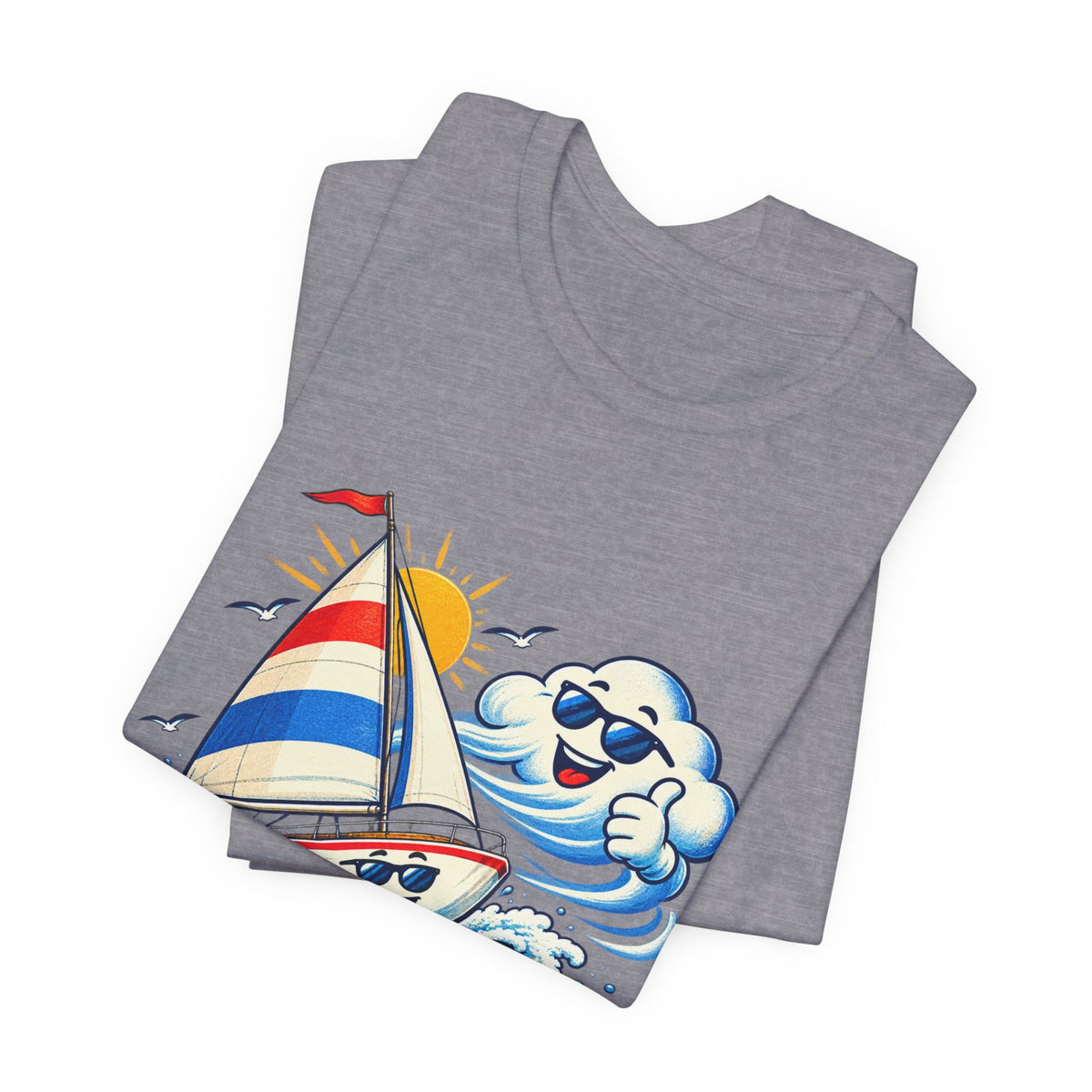 Sail Yeah! Vintage Sailboat T-Shirt with Cool Wave Cartoon