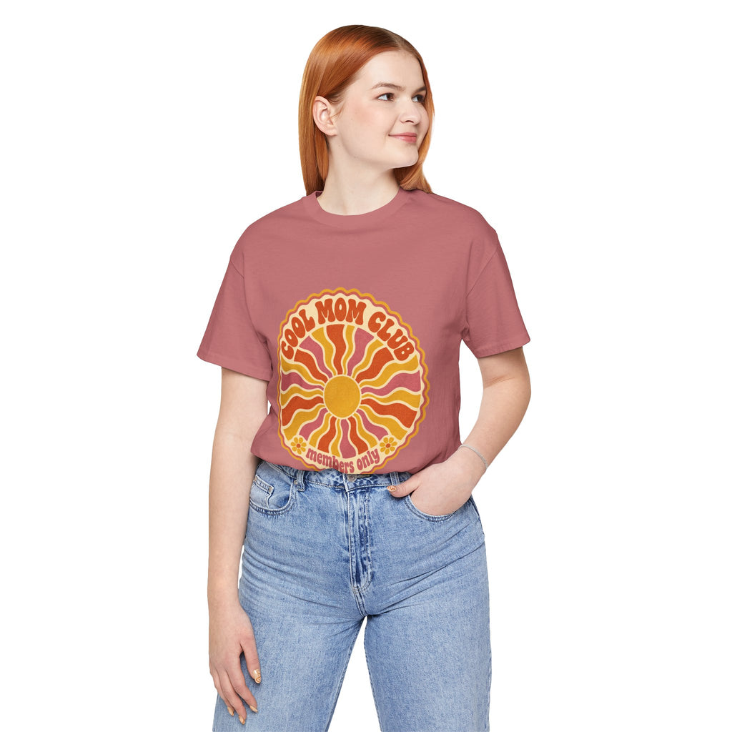 Cool Mom Club Tee — Retro Sun Graphic "Members Only" Mother's Day Shirt