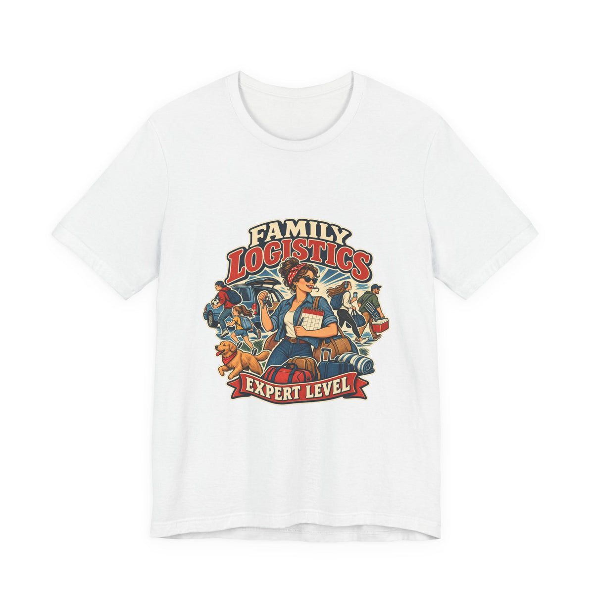 Family Logistics Expert Level T-Shirt — Vintage Mom Life and Family Organizer Tee