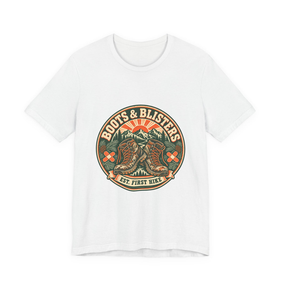 Boots & Blisters T-Shirt — Vintage Hiking Boots Mountain Trail Tee