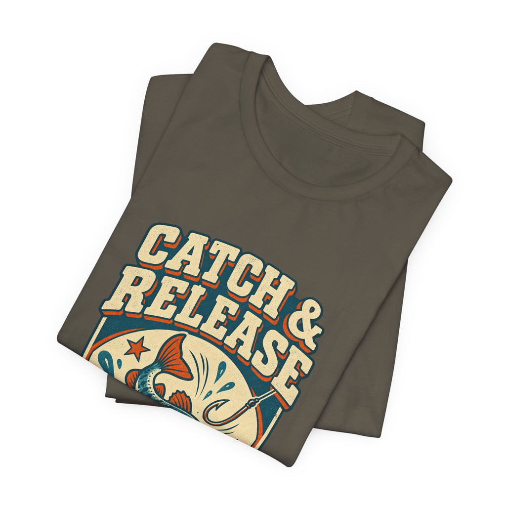 Catch & Release T-Shirt — Mostly Release Vintage Fishing Tee