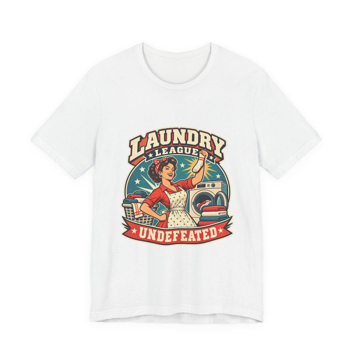 Laundry League Undefeated T-Shirt, Vintage Retro Laundry Room Humor Tee