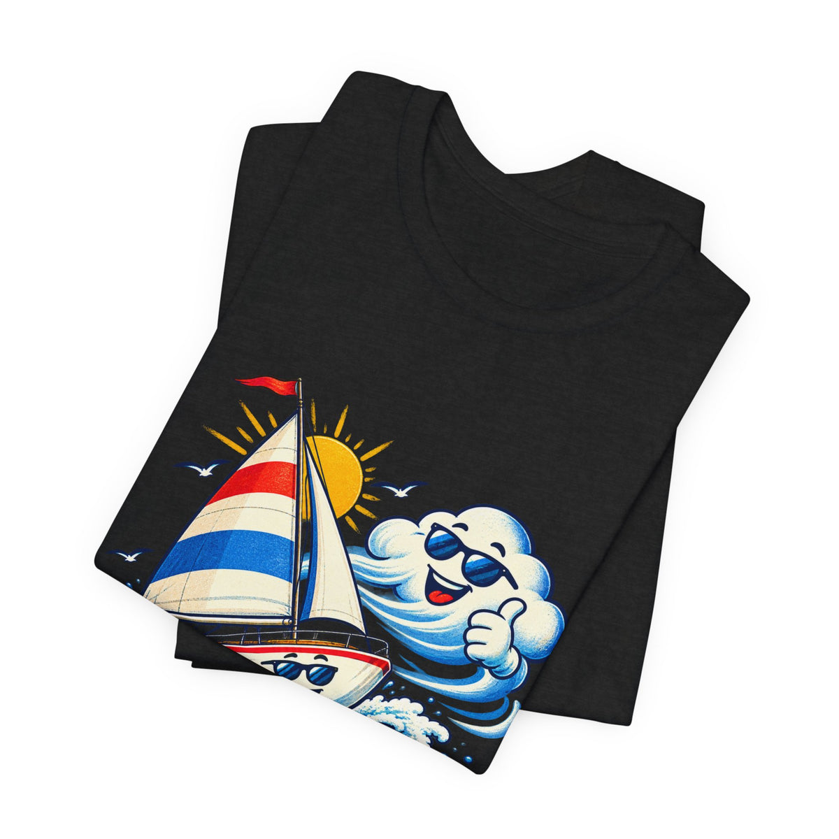 Sail Yeah! Vintage Sailboat T-Shirt with Cool Wave Cartoon