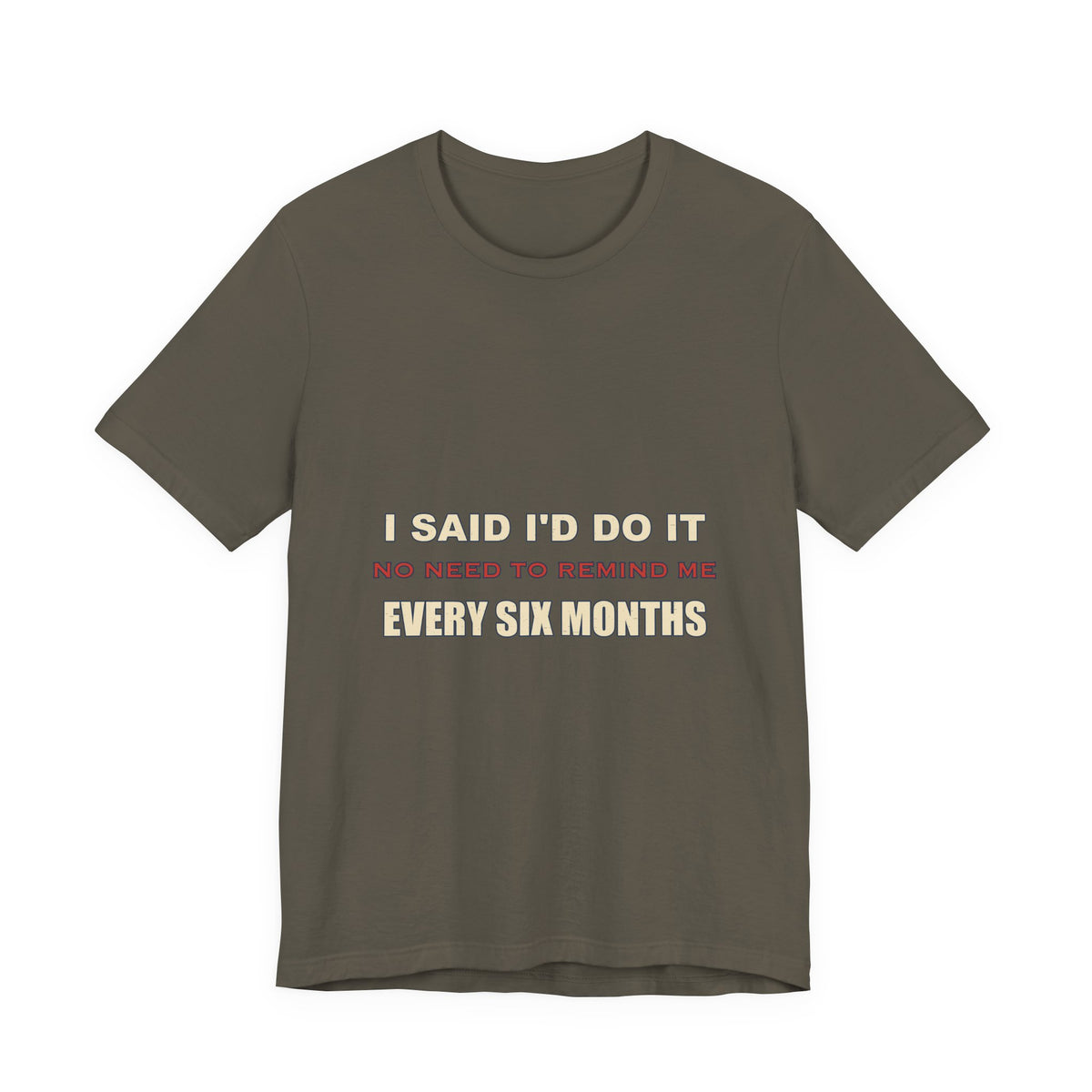 I Said I'd Do It Every Six Months T-Shirt — Funny Procrastination Humor Tee