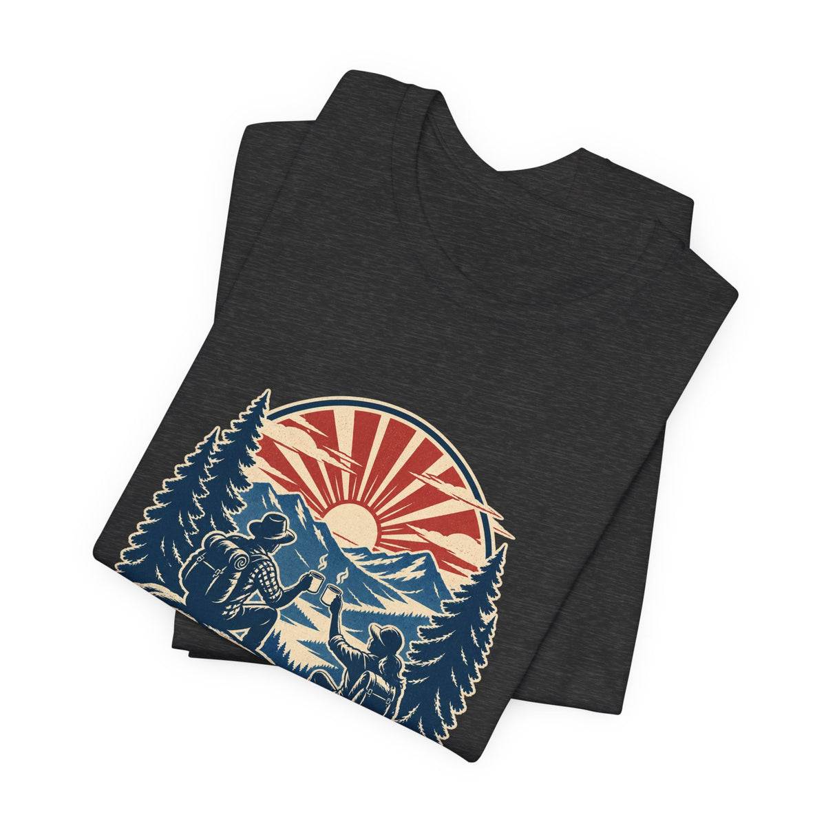 Sunrise Crew Hiking Tee — Running on Coffee & Views Vintage Mountain Shirt