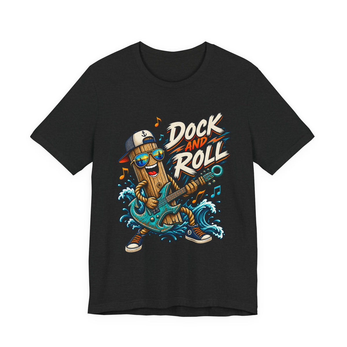 Dock and Roll T-Shirt, Funny Nautical Guitar Vintage Lake Life Tee