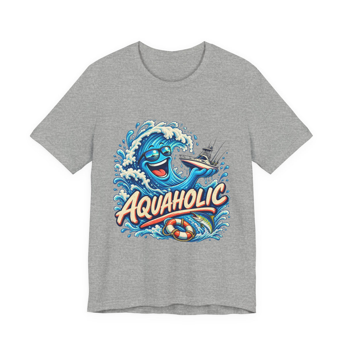Aquaholic T-Shirt, Vintage Ocean Wave Humor Tee for Boating and Fishing Fans