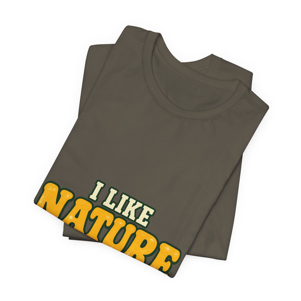 I Like Nature with Benches T-Shirt — Funny Vintage Outdoor Hiking Tee