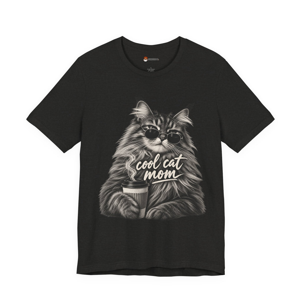 Cool Cat Mom T-Shirt — Cute Coffee Cat Graphic Tee for Cat Moms