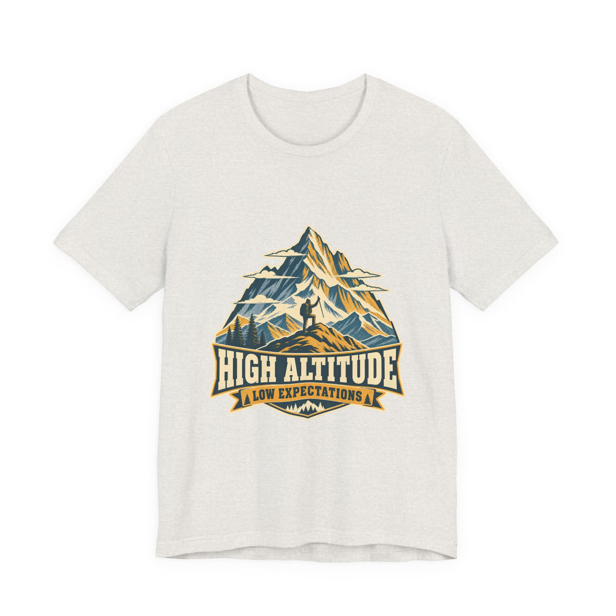 High Altitude Low Expectations T-Shirt — Vintage Mountain Hiking Tee