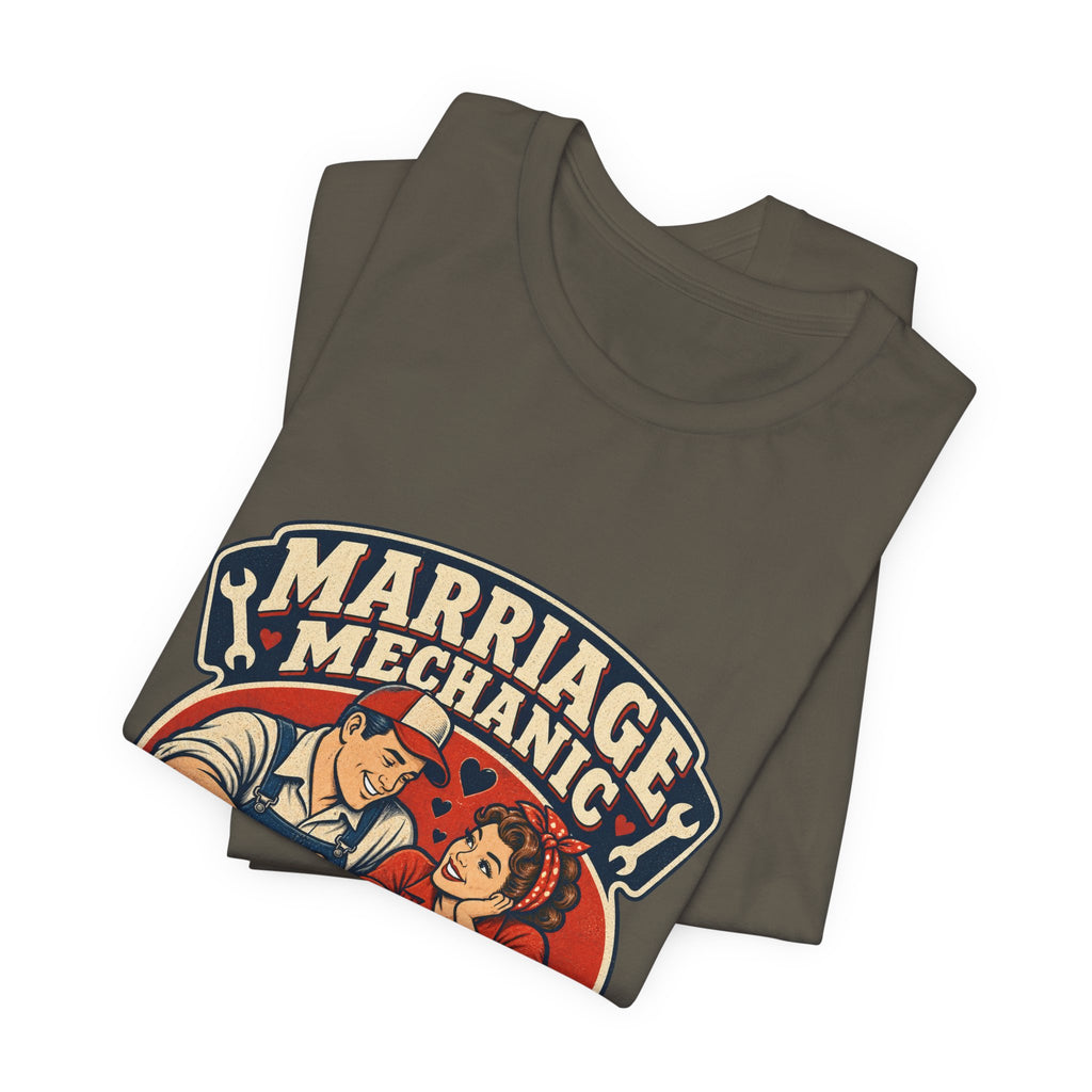 Marriage Mechanic Adjusting Expectations T-Shirt — Retro Couple Humor Tee