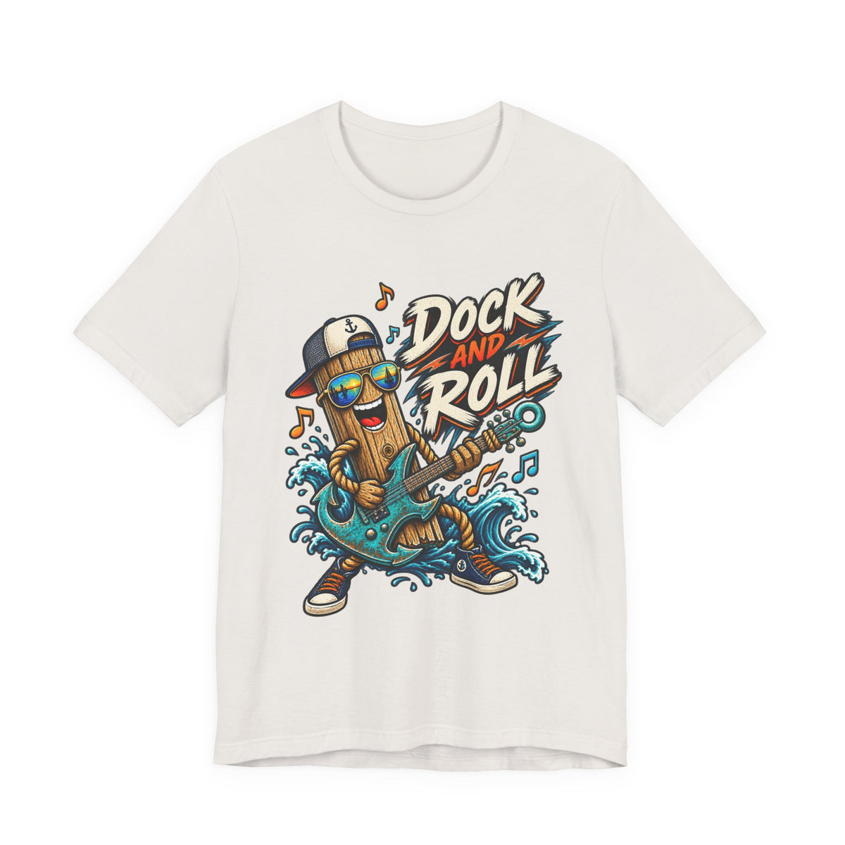 Dock and Roll T-Shirt, Funny Nautical Guitar Vintage Lake Life Tee