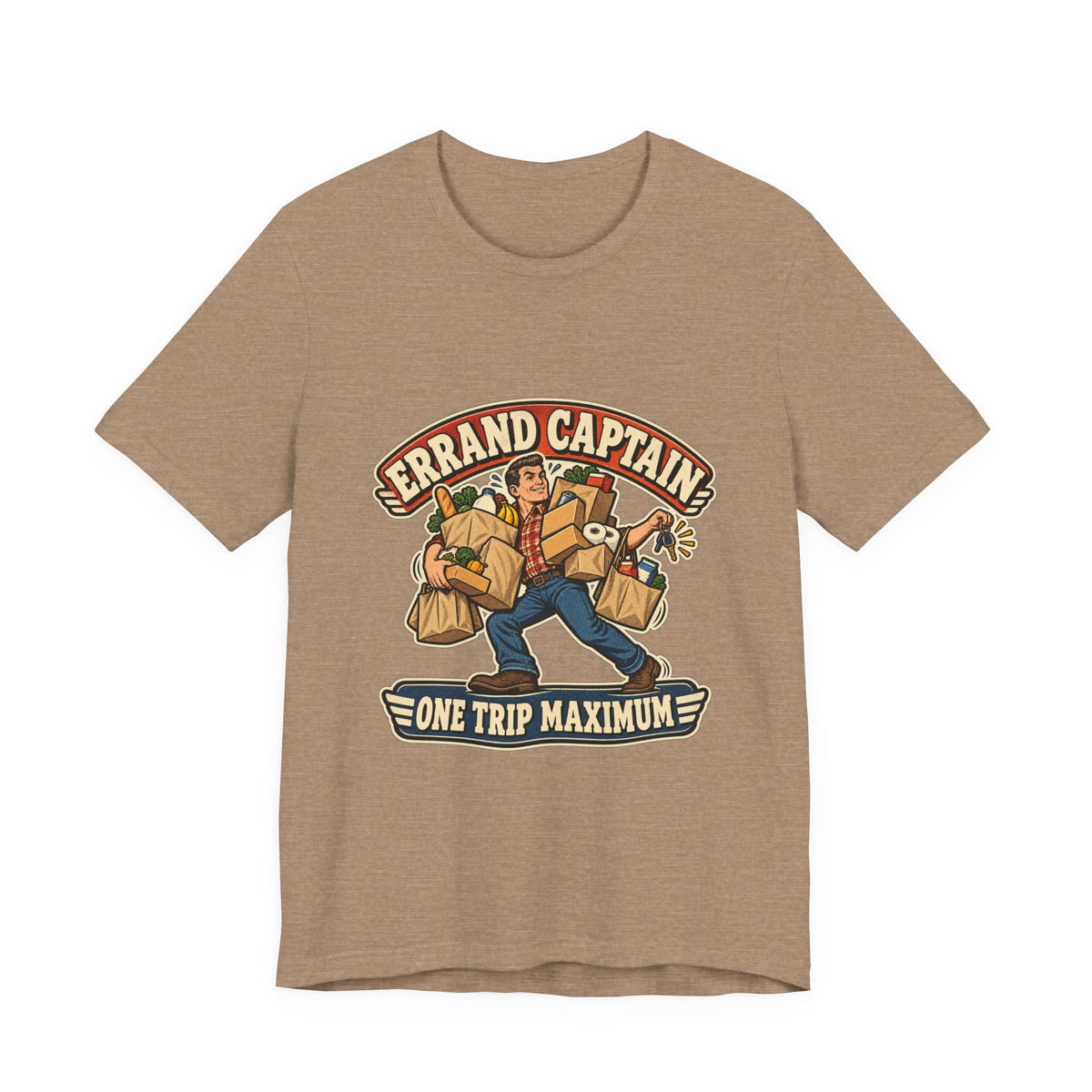 Errand Captain One Trip Maximum T-Shirt — Retro Grocery Haul Humor Tee