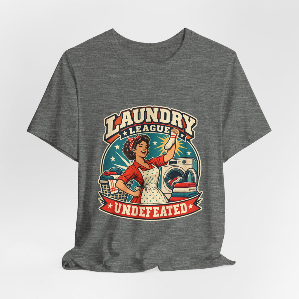 Laundry League Undefeated T-Shirt, Vintage Retro Laundry Room Humor Tee
