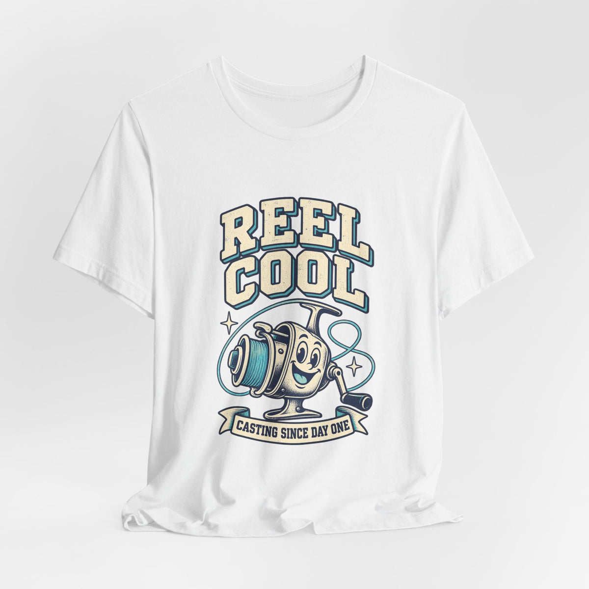 Reel Cool Fishing T-Shirt — Vintage Baitcaster Design with “Casting Since Day One”