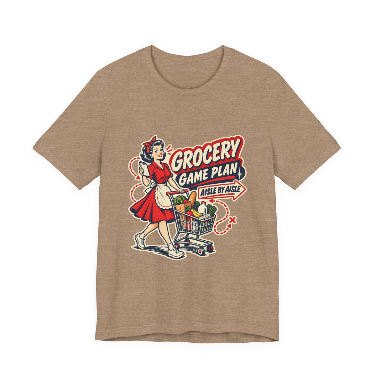 Grocery Game Plan Vintage T-Shirt — Aisle by Aisle Retro Shopping Humor Tee