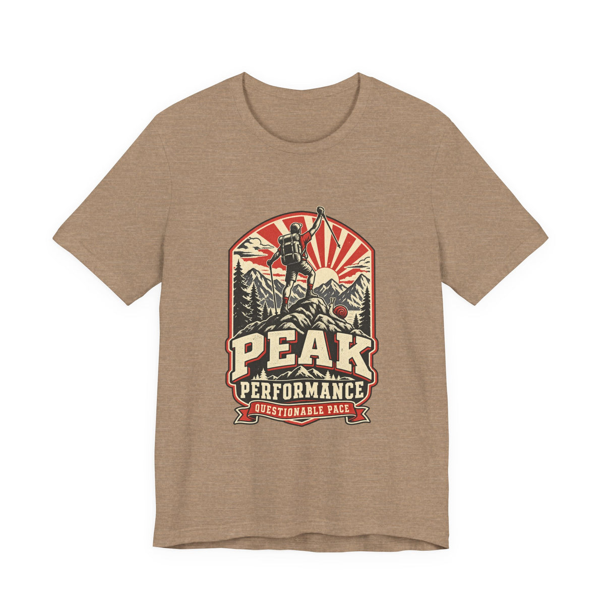 Peak Performance Questionable Pace T-Shirt — Funny Hiking Snail Vintage Mountain Tee