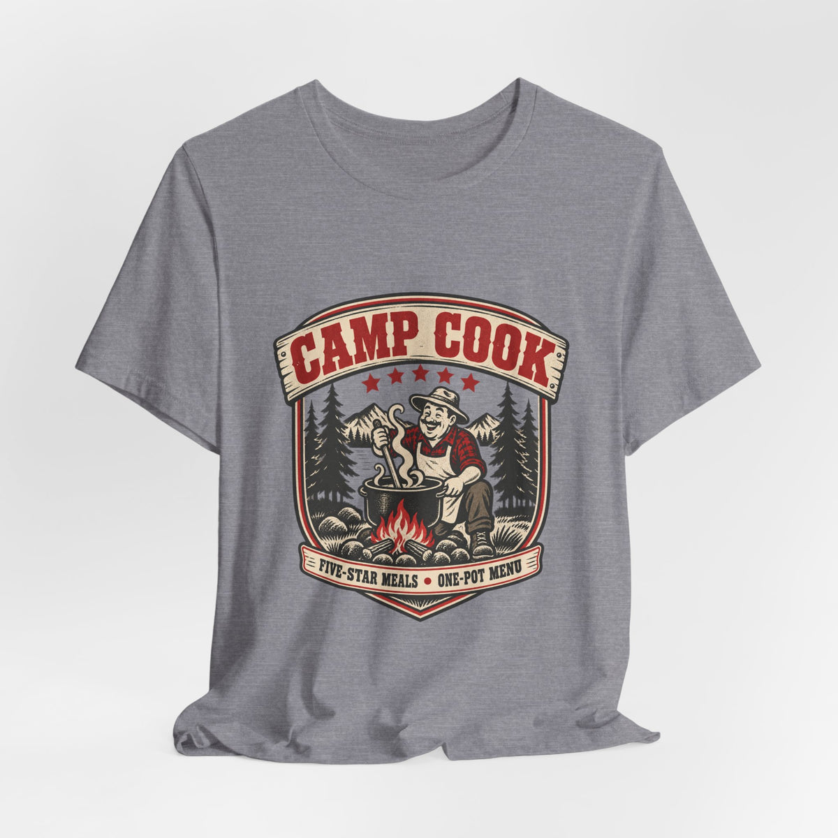 Camp Cook T-Shirt — Five-Star Meals One-Pot Menu Vintage Camping Tee