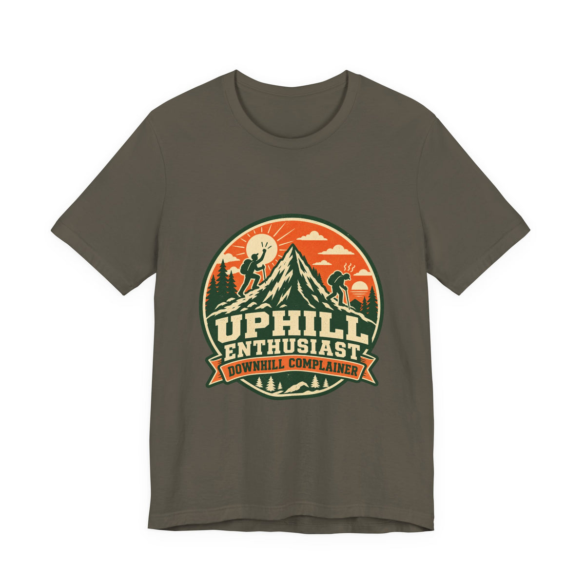 Uphill Enthusiast Downhill Complainer T-Shirt — Vintage Mountain Hiking Tee