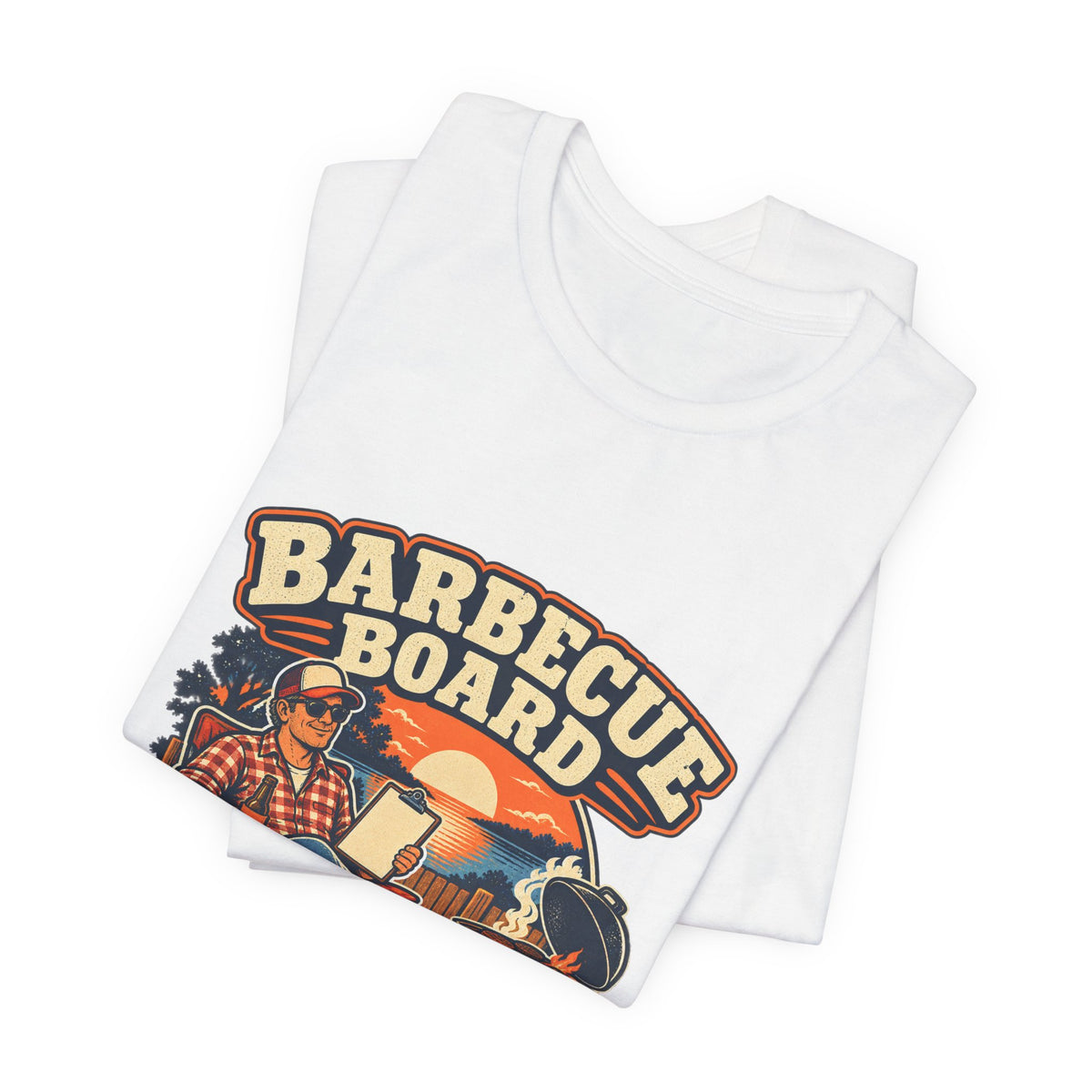 Barbecue Board Meeting at Sunset T-Shirt — Vintage Grilling & Backyard BBQ Humor
