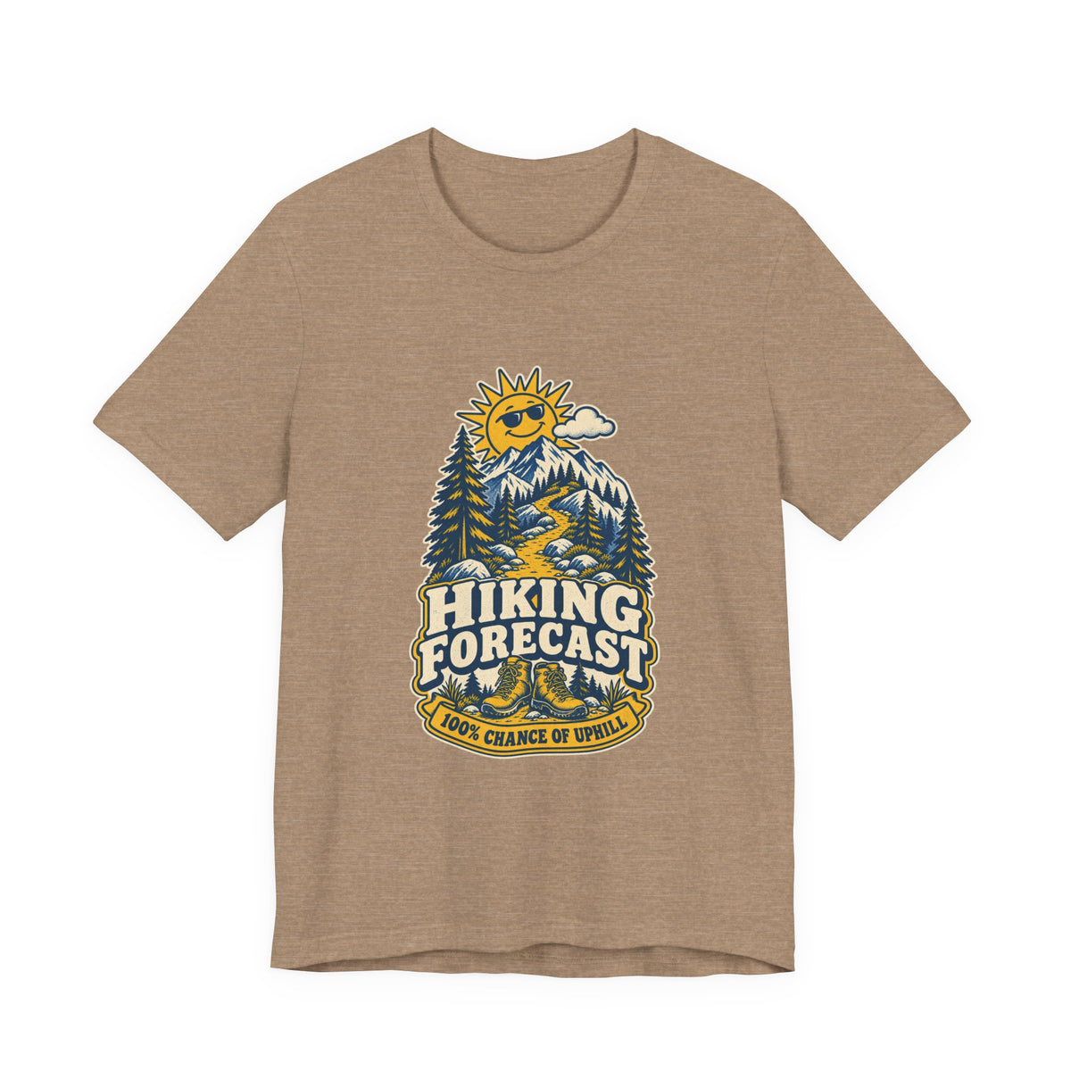 Hiking Forecast T-Shirt — 100% Chance of Uphill Vintage Mountain Tee