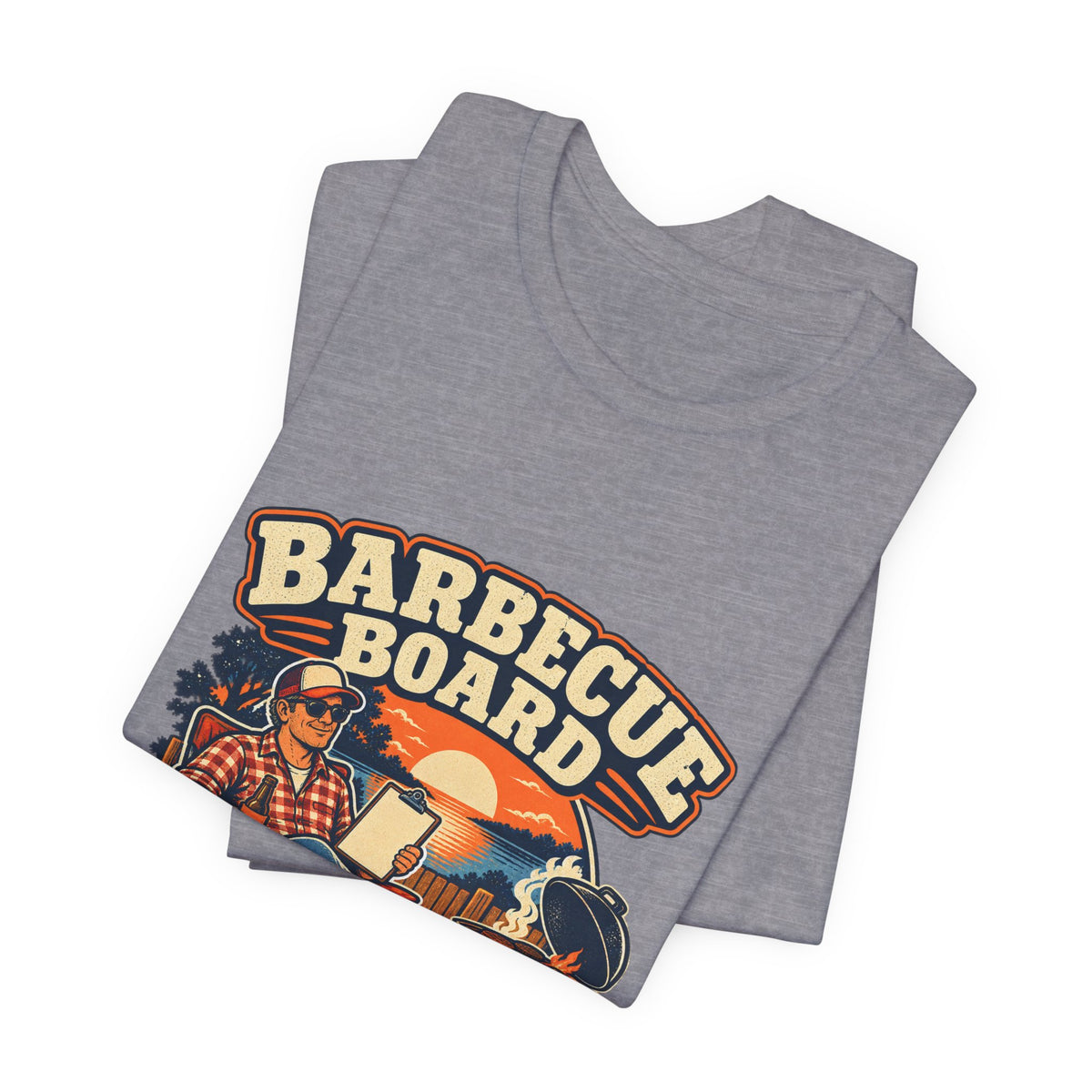 Barbecue Board Meeting at Sunset T-Shirt — Vintage Grilling & Backyard BBQ Humor