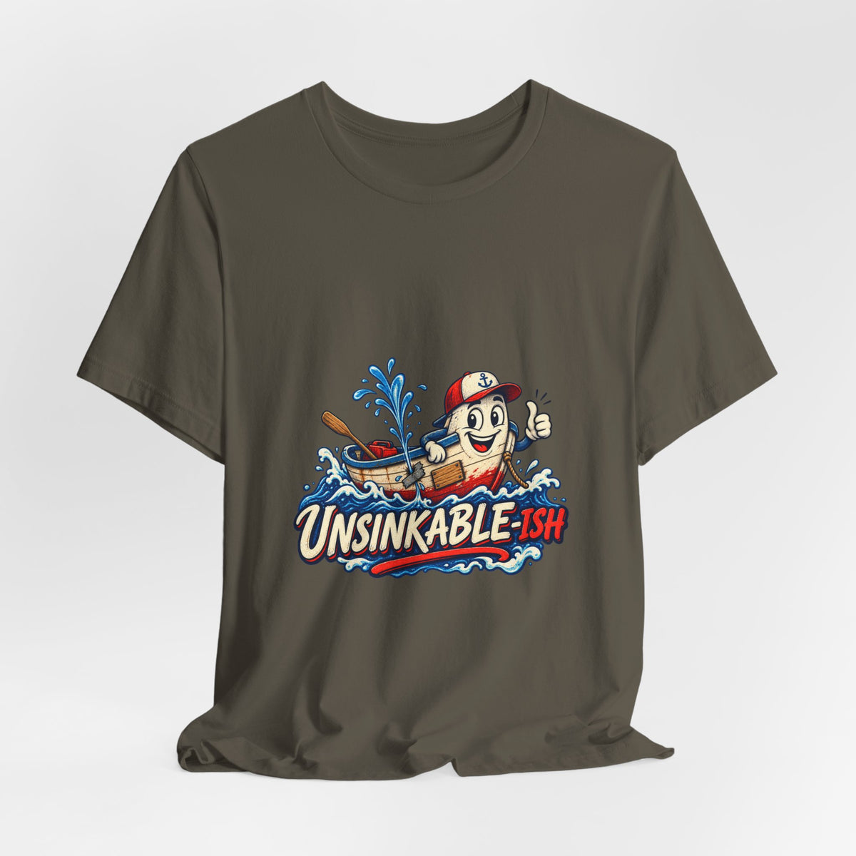 Unsinkable-ish Boat T-Shirt, Funny Nautical Vintage Cartoon Tee