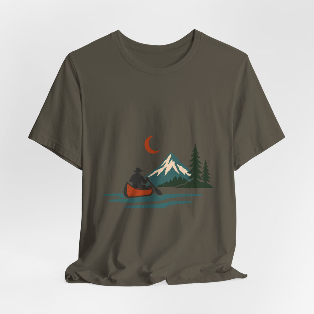 Vintage Canoe Moon T-Shirt — Mountain Lake Paddler Wilderness Tee