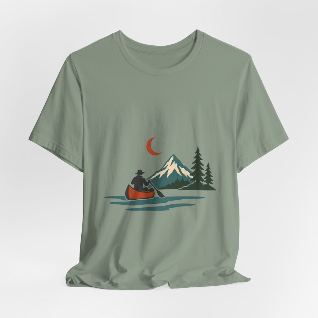 Vintage Canoe Moon T-Shirt — Mountain Lake Paddler Wilderness Tee