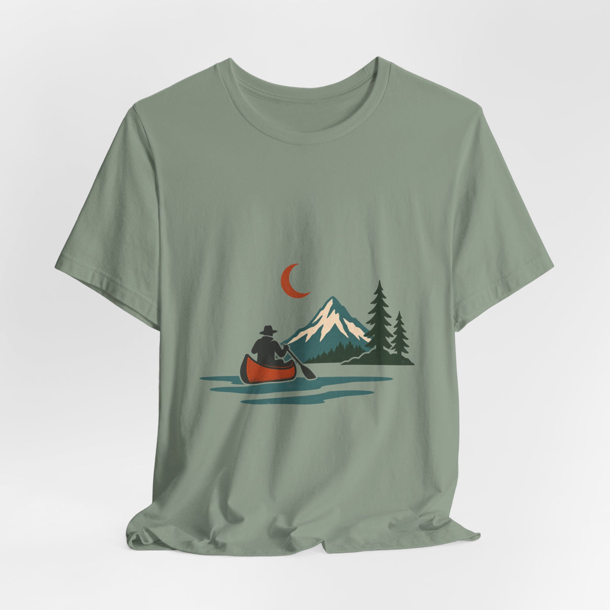 Vintage Canoe Moon T-Shirt — Mountain Lake Paddler Wilderness Tee