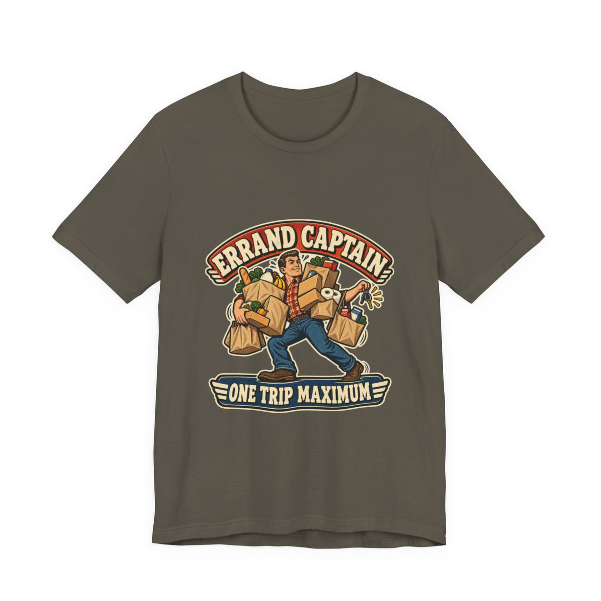 Errand Captain One Trip Maximum T-Shirt — Retro Grocery Haul Humor Tee