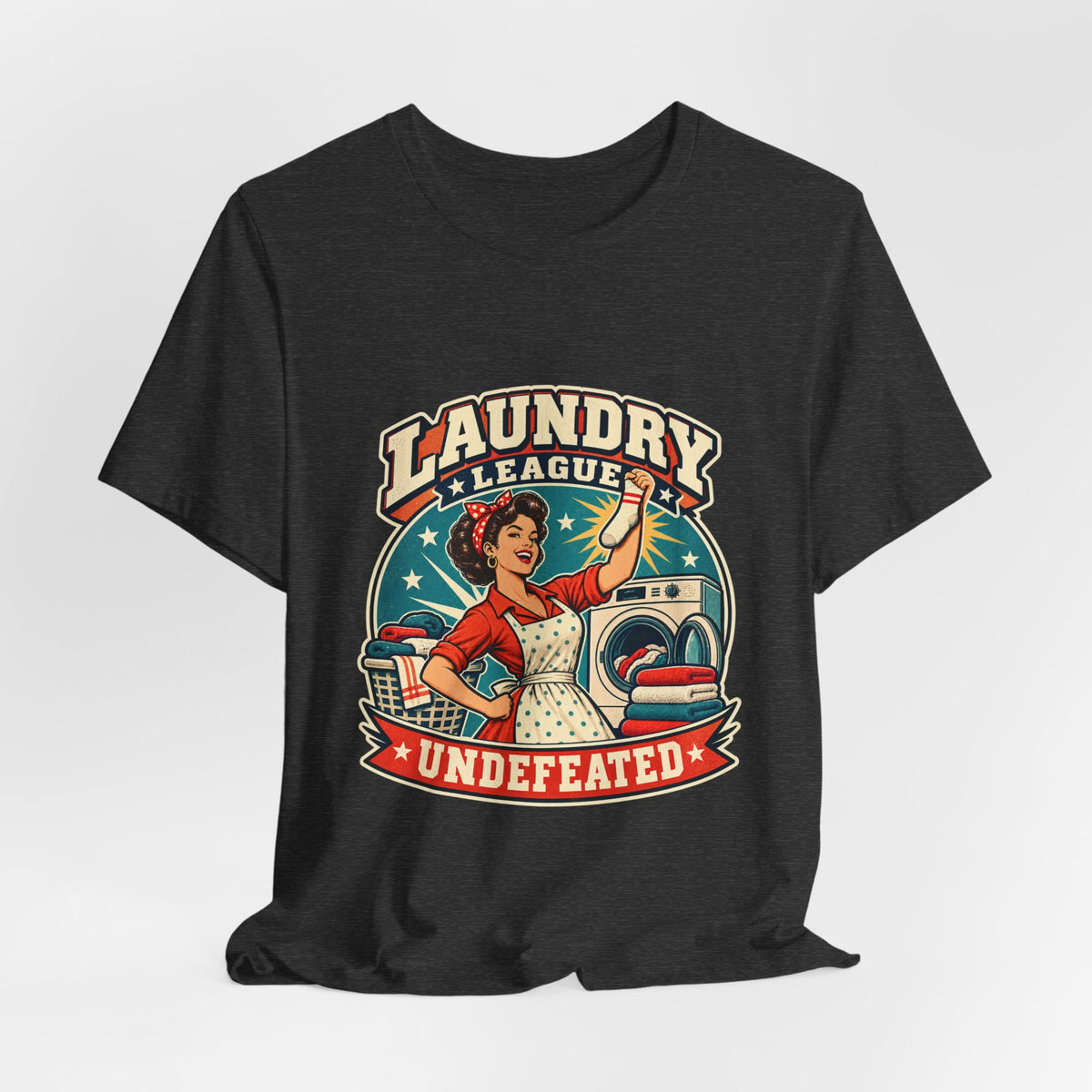 Laundry League Undefeated T-Shirt, Vintage Retro Laundry Room Humor Tee
