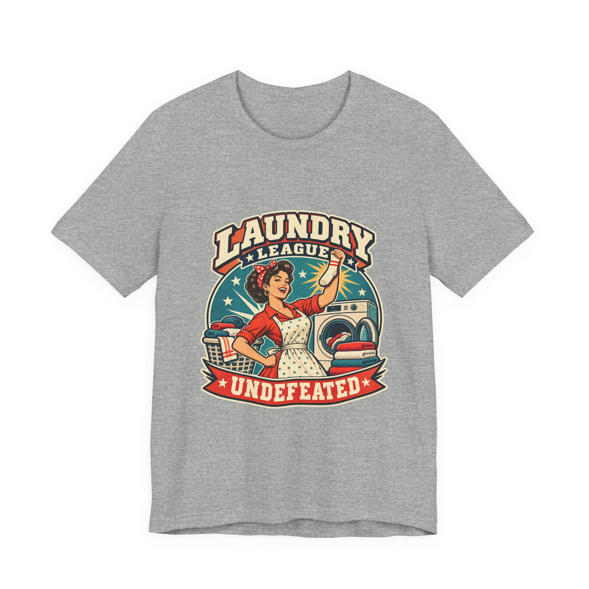 Laundry League Undefeated T-Shirt, Vintage Retro Laundry Room Humor Tee