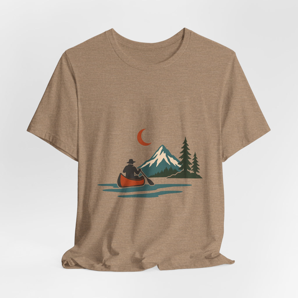 Vintage Canoe Moon T-Shirt — Mountain Lake Paddler Wilderness Tee