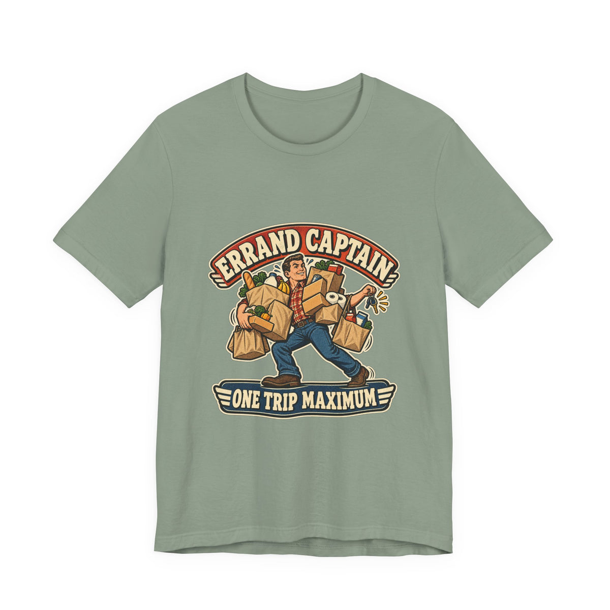 Errand Captain One Trip Maximum T-Shirt — Retro Grocery Haul Humor Tee