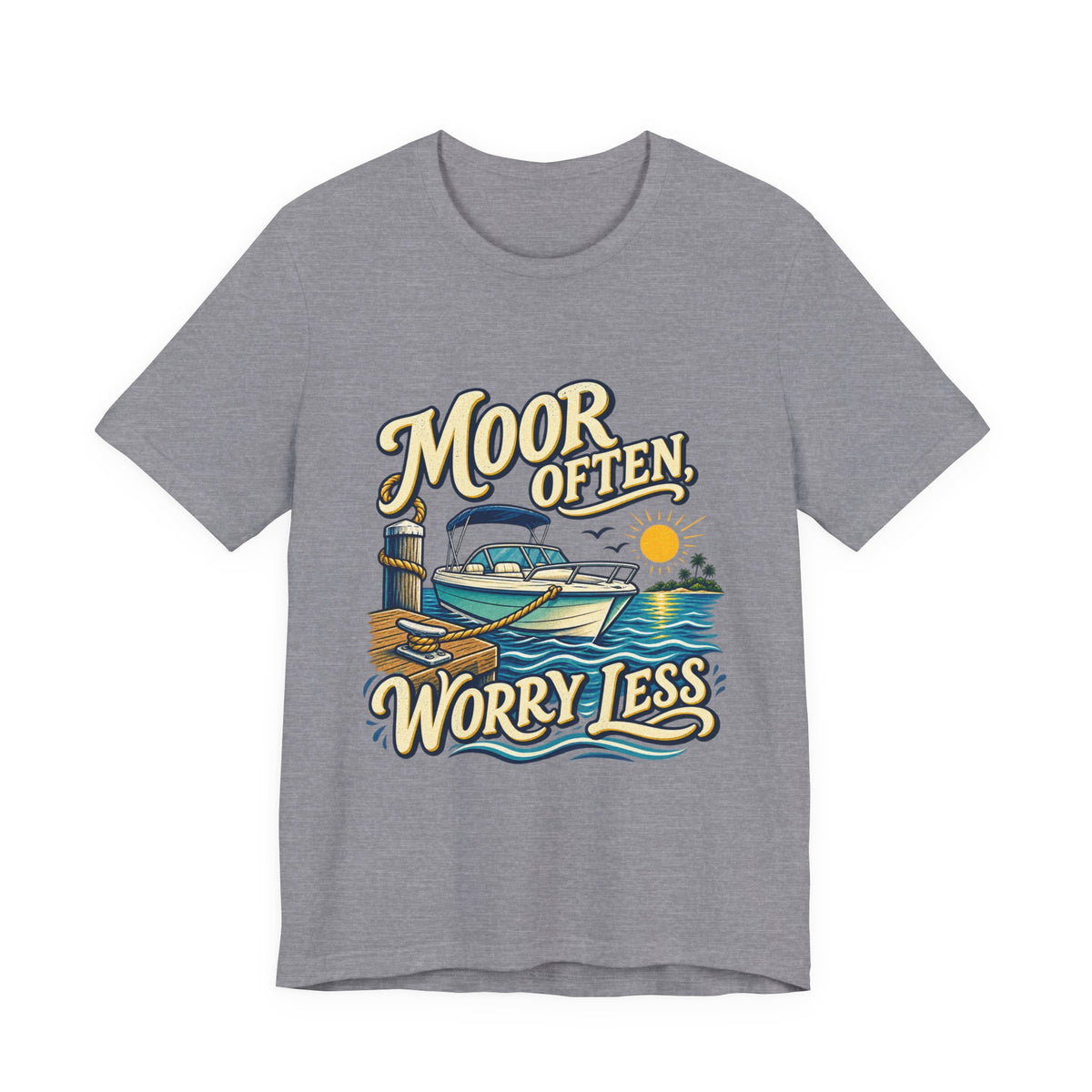 Moor Often Worry Less Boat T-Shirt — Vintage Boating and Lake Life Humor Tee